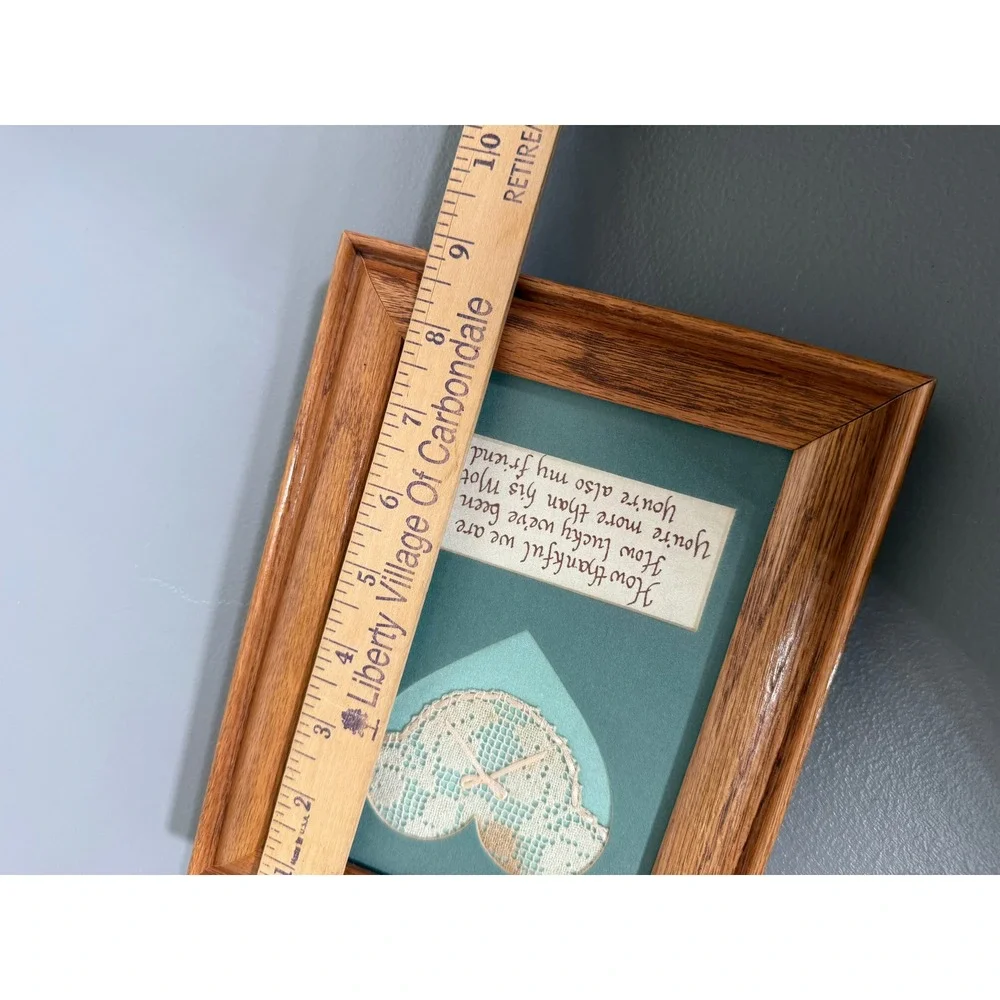 Vintage Mother In Law Poem Framed Art Lace Heart Oak Wood Frame 8.5x6.5